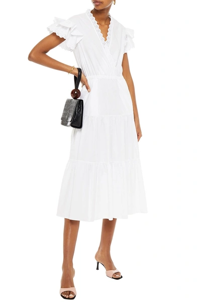 Shop Philosophy Di Lorenzo Serafini Tiered Broderie Anglaise Cotton-broadcloth Midi Dress In White