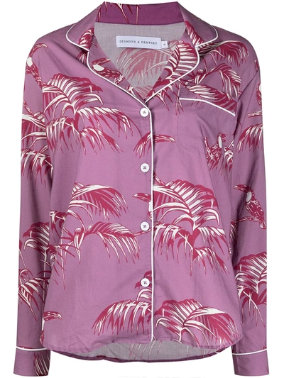 Shop Desmond & Dempsey Floral-print Pyjama Set In Purple
