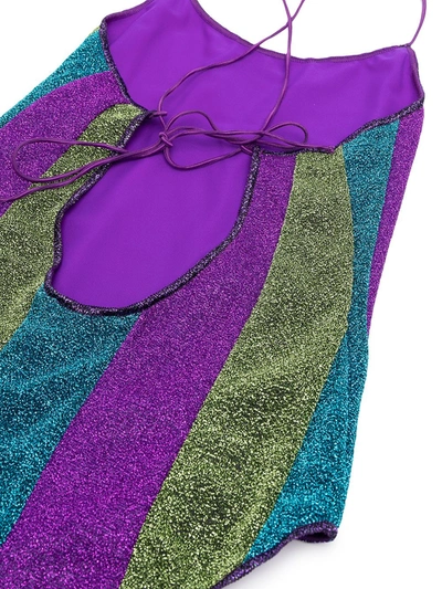 Shop Oseree Lumière Glittery Open-back Swimsuit In Purple