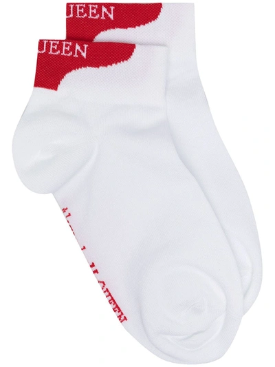 Shop Alexander Mcqueen Intarsia-knit Logo Socks In White