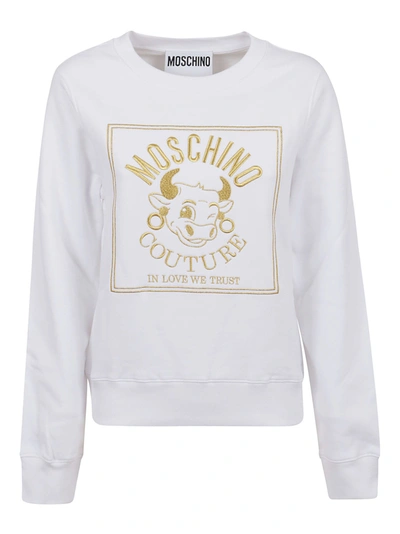 Shop Moschino Sweatshirt In Fantasia Bianco