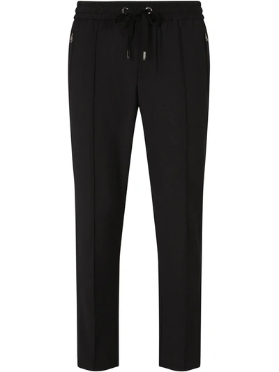 Shop Dolce & Gabbana Tapered Drawstring Trousers In Black
