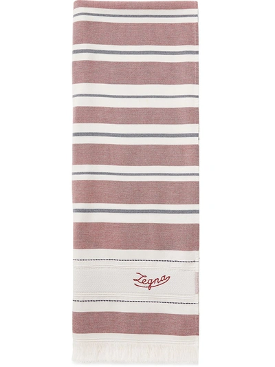 Shop Ermenegildo Zegna Horizontal-stripe Pattern Beach Towel In Red