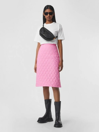 Shop Burberry Diamond Quilted Skirt In Bubblegum Pink