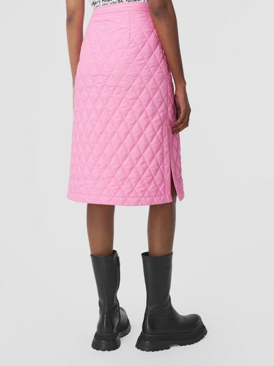 Shop Burberry Diamond Quilted Skirt In Bubblegum Pink