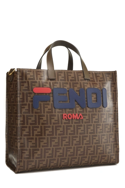 Pre-owned Fendi X Fila Mania Brown Tess Shopper