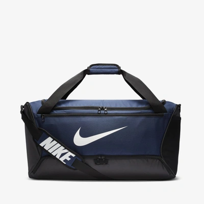 Shop Nike Brasilia Training Duffel Bag In Midnight Navy,black,white
