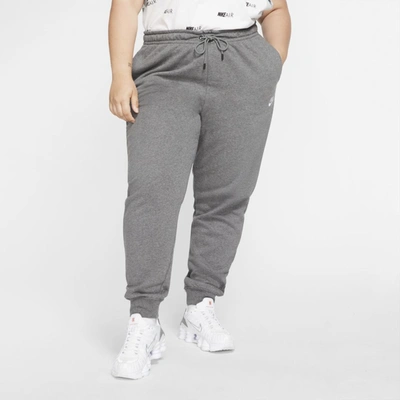 Shop Nike Sportswear Essential Women's Fleece Pants In Charcoal Heather,white