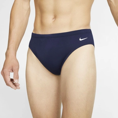 Shop Nike Men's Solid Swim Brief In Blue