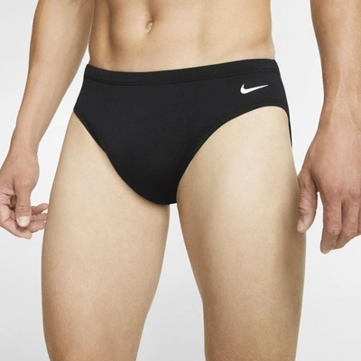 Shop Nike Men's Solid Swim Brief In Black