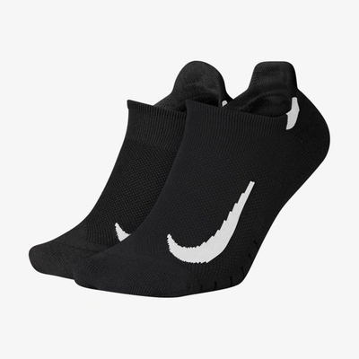 Shop Nike Unisex Multiplier Running No-show Socks (2 Pairs) In Black
