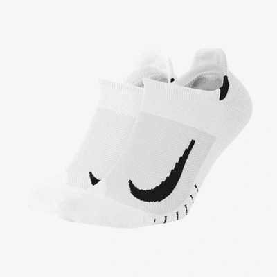 Shop Nike Unisex Multiplier Running No-show Socks (2 Pairs) In White