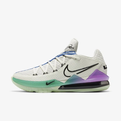 Shop Nike Lebron 17 Low Basketball Shoe In Spruce Aura,racer Blue,sail,black