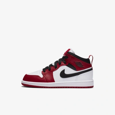 Shop Jordan 1 Mid Little Kids' Shoe In White,black,gym Red