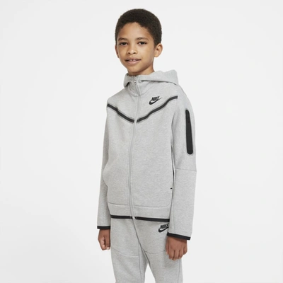 Shop Nike Sportswear Tech Fleece Big Kids' (boys') Full-zip Hoodie In Grey