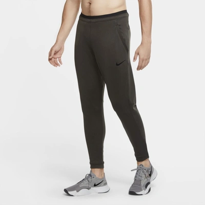 Shop Nike Pro Men's Fleece Pants In Sequoia,black