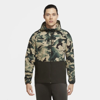Shop Nike Pro Flex Vent Men's Full-zip Camo Jacket (sequoia) - Clearance Sale In Sequoia,black