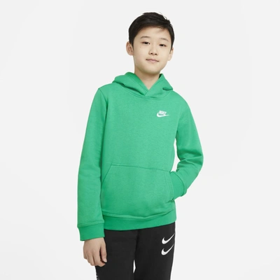 Shop Nike Sportswear Club Big Kids' Pullover Hoodie (stadium Green) In Stadium Green,white