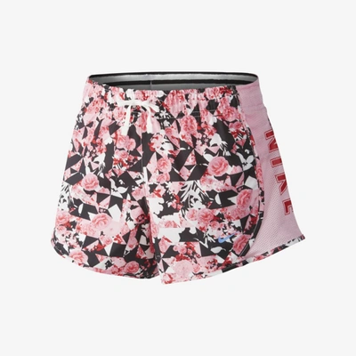 Shop Nike Dri-fit Tempo Big Kids' Printed Running Shorts In Pink,pink,royal Pulse
