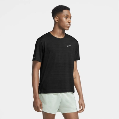 Shop Nike Men's Dri-fit Miler Running Top In Black