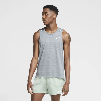Shop Nike Men's Dri-fit Miler Running Tank Top In Grey