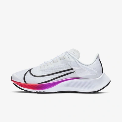 Shop Nike Air Zoom Pegasus 37 Flyease Women's Running Shoe (wide) (white) In White,hyper Violet,spruce Aura,flash Crimson