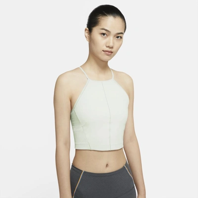 Shop Nike Yoga Women's Infinalon Cropped Tank In Summit White,platinum Tint