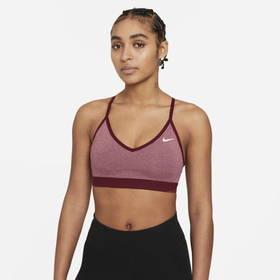 Shop Nike Indy Women's Light-support Padded Sports Bra In Dark Beetroot,pure,dark Beetroot,white