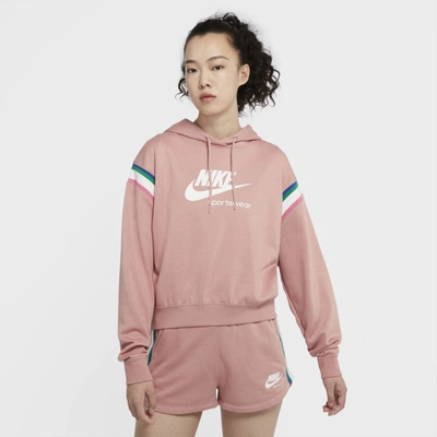 Nike Sportswear Heritage Women's Pullover Hoodie In Rust Pink,white |  ModeSens