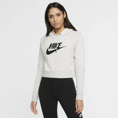 Shop Nike Sportswear Essential Women's Cropped Hoodie In Light Bone,black