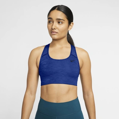 Shop Nike Dri-fit Swoosh Women's Medium-support Non-padded Sports Bra In Hyper Royal,black