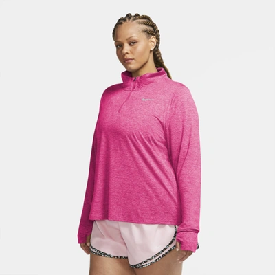 Shop Nike Element Women's 1/2-zip Running Top (plus Size) (hyper Pink) In Hyper Pink,pink Glow,heather