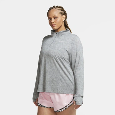 Shop Nike Women's Element 1/2-zip Running Top (plus Size) In Grey