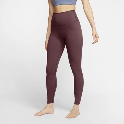 Shop Nike Yoga Luxe Women's High-waisted 7/8 Infinalon Leggings In Night Maroon,dark Beetroot
