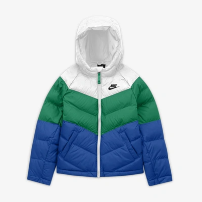 Shop Nike Sportswear Big Kids' Synthetic-fill Jacket (white) In White,stadium Green,game Royal,black