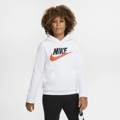 Shop Nike Sportswear Club Fleece Big Kidsâ Pullover Hoodie In White