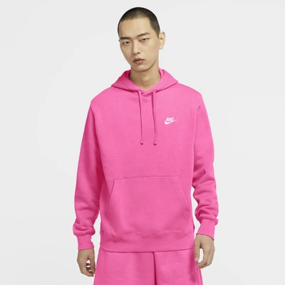 Shop Nike Men's  Sportswear Club Fleece Pullover Hoodie In Pink