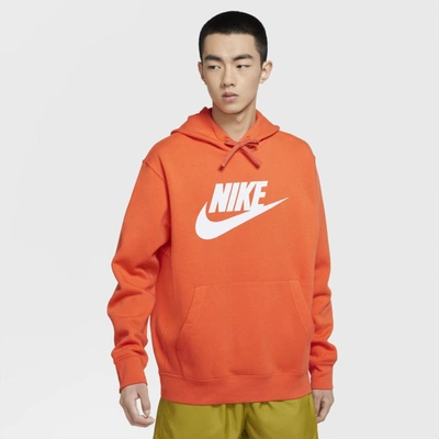 Shop Nike Men's  Sportswear Club Fleece Graphic Pullover Hoodie In Orange