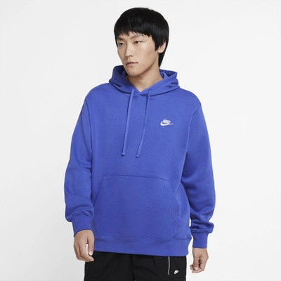 Shop Nike Sportswear Club Fleece Pullover Hoodie In Astronomy Blue,astronomy Blue,white