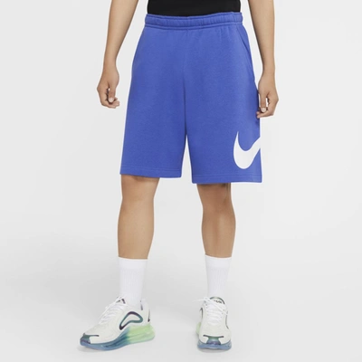 Shop Nike Sportswear Club Men's Graphic Shorts In Astronomy Blue,astronomy Blue