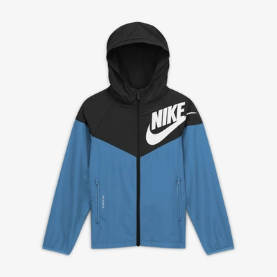 Shop Nike Sportswear Windrunner Big Kids' Jacket In Black,laser Blue,white,white