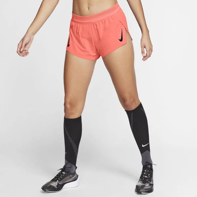 Shop Nike Aeroswift Women's Running Shorts In Bright Mango,black