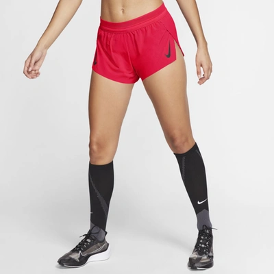 Shop Nike Aeroswift Women's Running Shorts In Bright Crimson,black