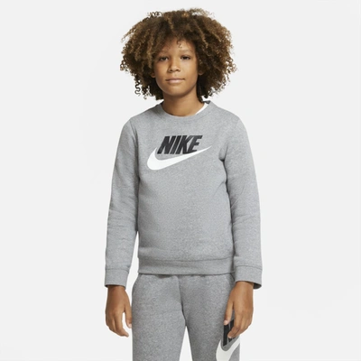 Shop Nike Sportswear Club Fleece Big Kids' (boys') Crew In Grey