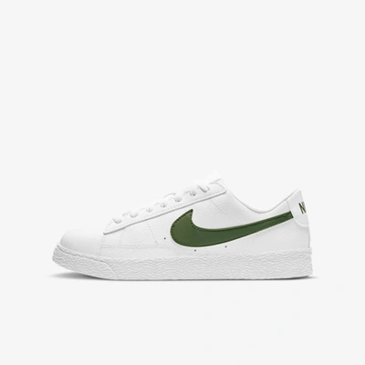 Shop Nike Blazer Low Big Kids' Shoe In White,forest Green