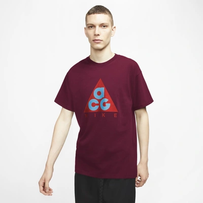 Shop Nike Acg Men's Graphic T-shirt In Dark Beetroot,habanero Red