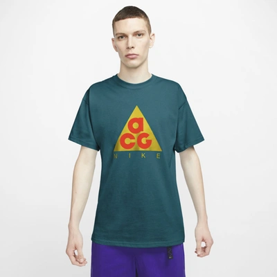 Shop Nike Acg Men's Graphic T-shirt In Geode Teal,vivid Sulfur