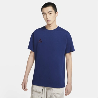 Shop Nike Acg Logo T-shirt In Blue Void,dark Beetroot