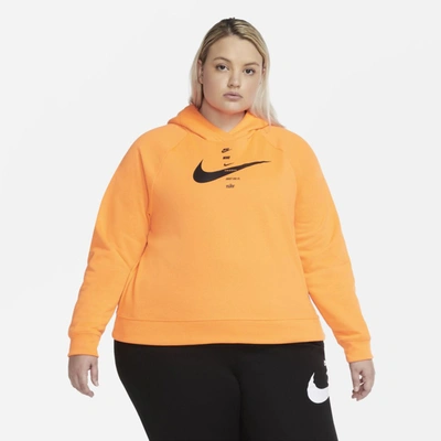 Shop Nike Sportswear Swoosh Women's Fleece Hoodie (plus Size) (total Orange) - Clearance Sale In Total Orange,black
