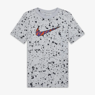 Shop Nike Sportswear Big Kids' Printed T-shirt In Wolf Grey